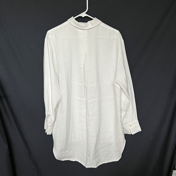 Cortelle Top Loose Fitting Blouse Long Sleeve Hi High Low Back Pleat Sz L Ivory - Picture 5 of 6